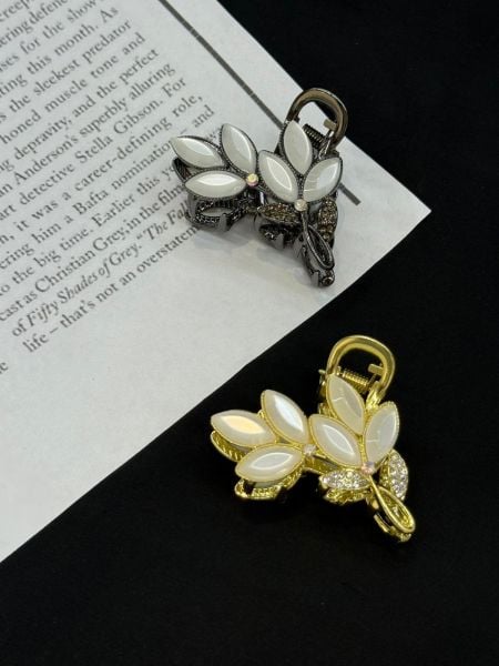 Lale Desenli Metal Taşlı Mandal Toka 12 Adet