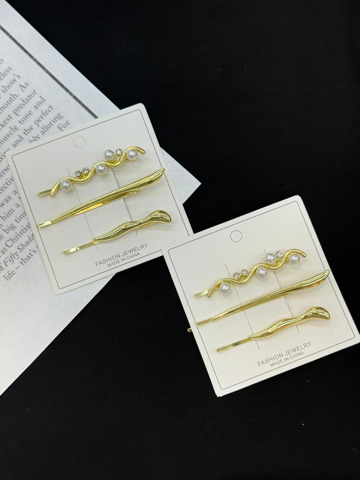 3'lü Metal Taşlı Tel Toka Set