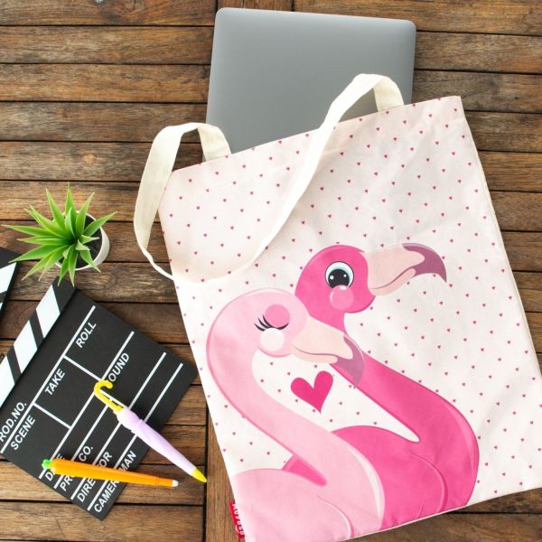 Flamingo Baskılı Hambez Çanta