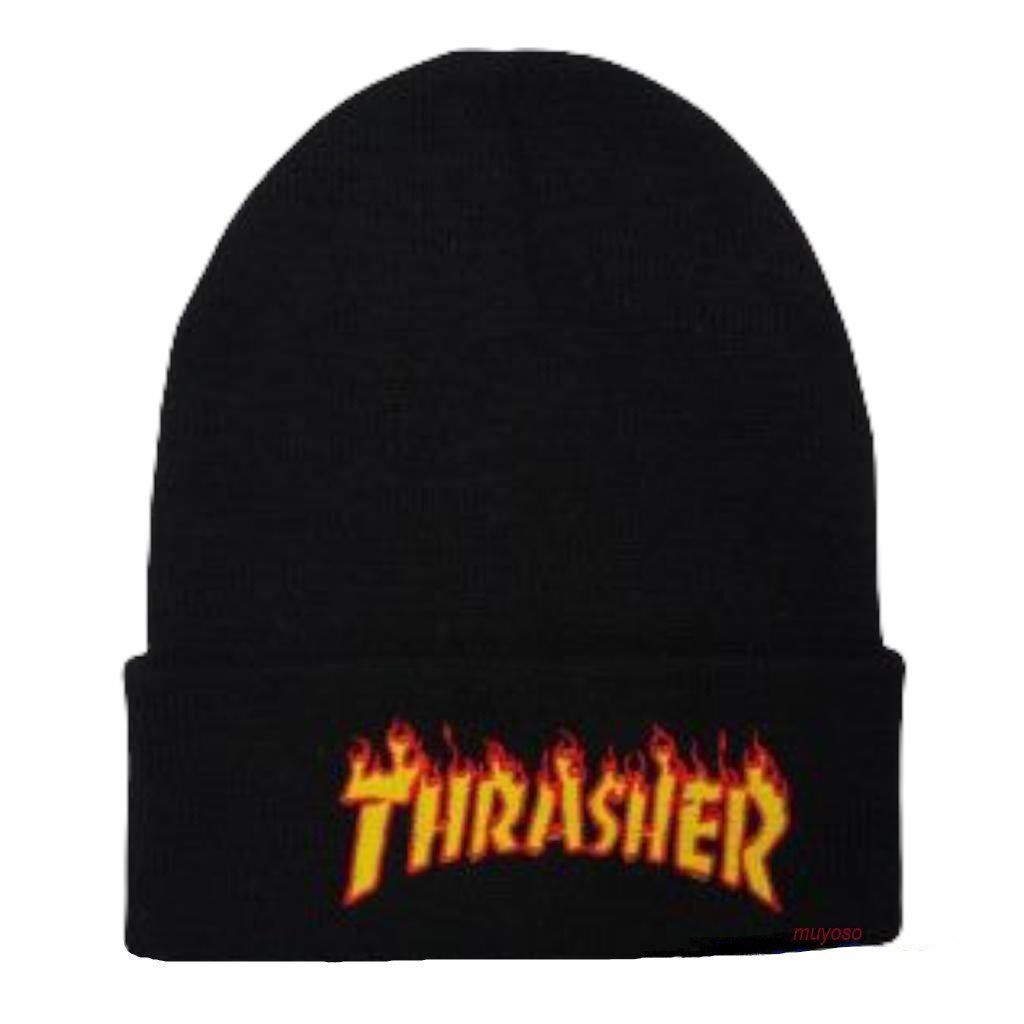 Thrasher Nakışlı Siyah Bere