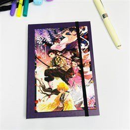 Demo Slayer Mor Tasarımlı Lastikli Defter