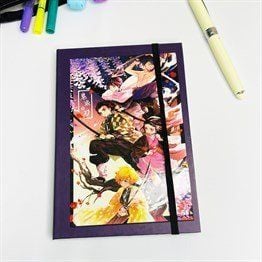 Demo Slayer Mor Tasarımlı Lastikli Defter