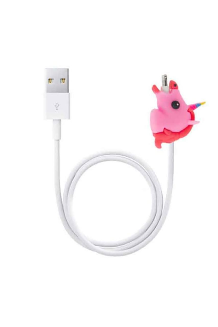 Pembe Unicorn Kablo Koruyucu Telefon Aksesuarı