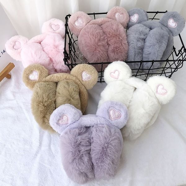 Katlanan Kalp Desenli Peluş Kulaklık