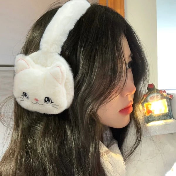 Katlanan Kedi Desenli Peluş Kulaklık