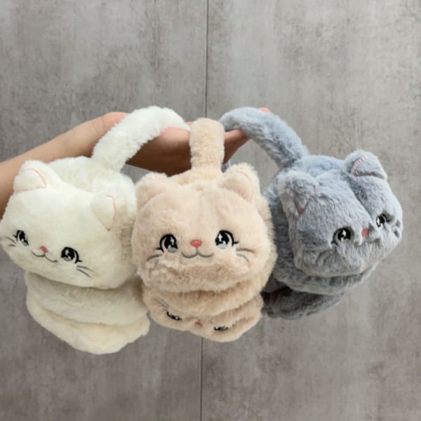 Katlanan Kedi Desenli Peluş Kulaklık