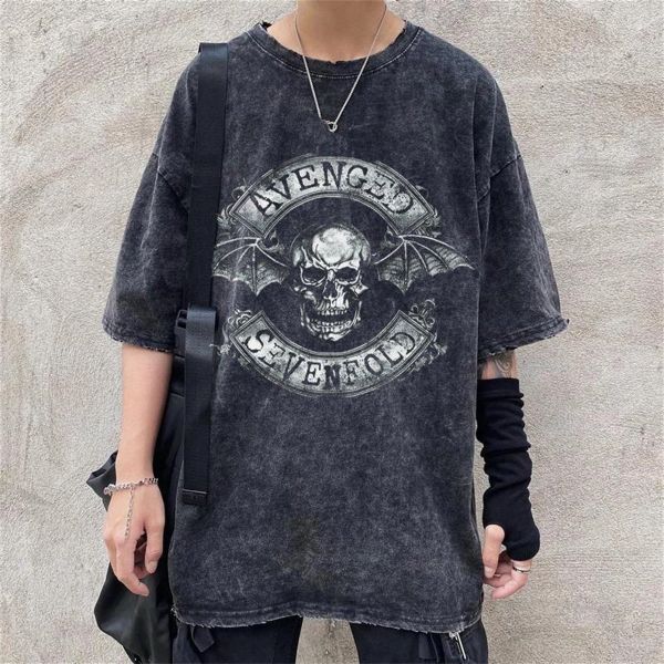 Rock Serisi Avenged Sevenfold Eskitme Unisex T-shirt