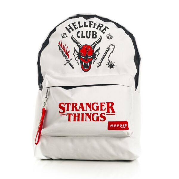 Stranger Things Hellfire Club Baskılı Beyaz Okul Sırt Çantası
