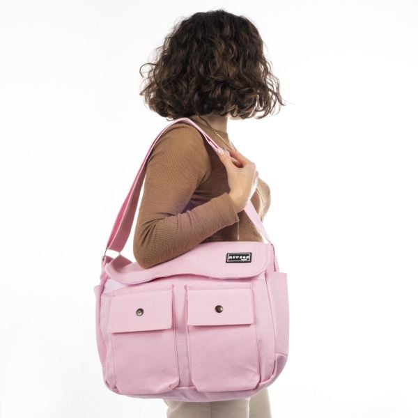 Pembe Kanvas Postacı  Çanta
