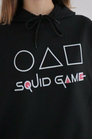 Siyah Kapüşonlu Squid Game Sweatshirt