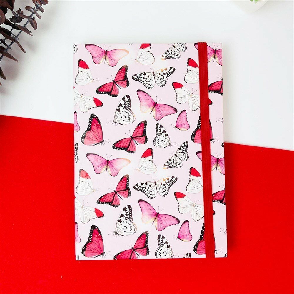 Kelebek Tasarımlı Lastikli Defter