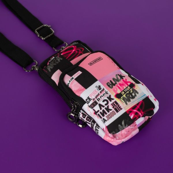 Black Pink Baskılı Telefon Çantası