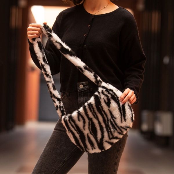 Zebra Desenli Muyoso Peluş Çanta