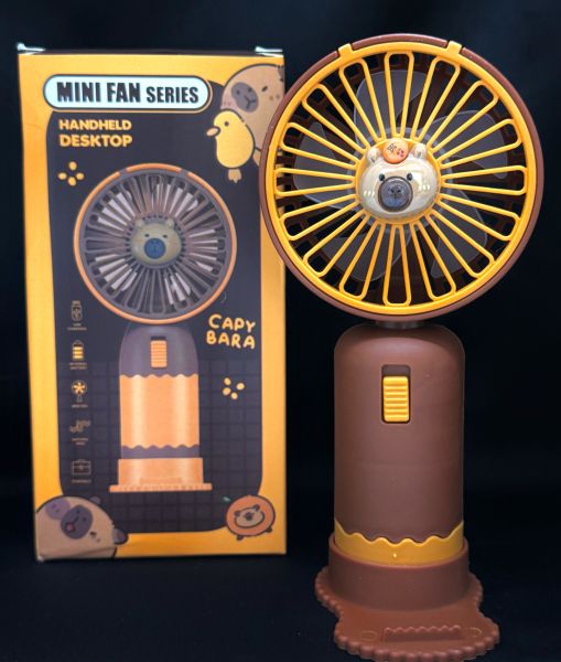 Capybara Desenli Mini Fan Masaüstü Taşınabilir Telefon Stantlı El Fan