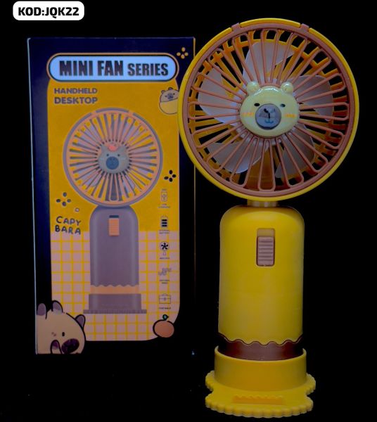 Capybara Desenli Mini Fan Masaüstü Taşınabilir Telefon Stantlı El Fan