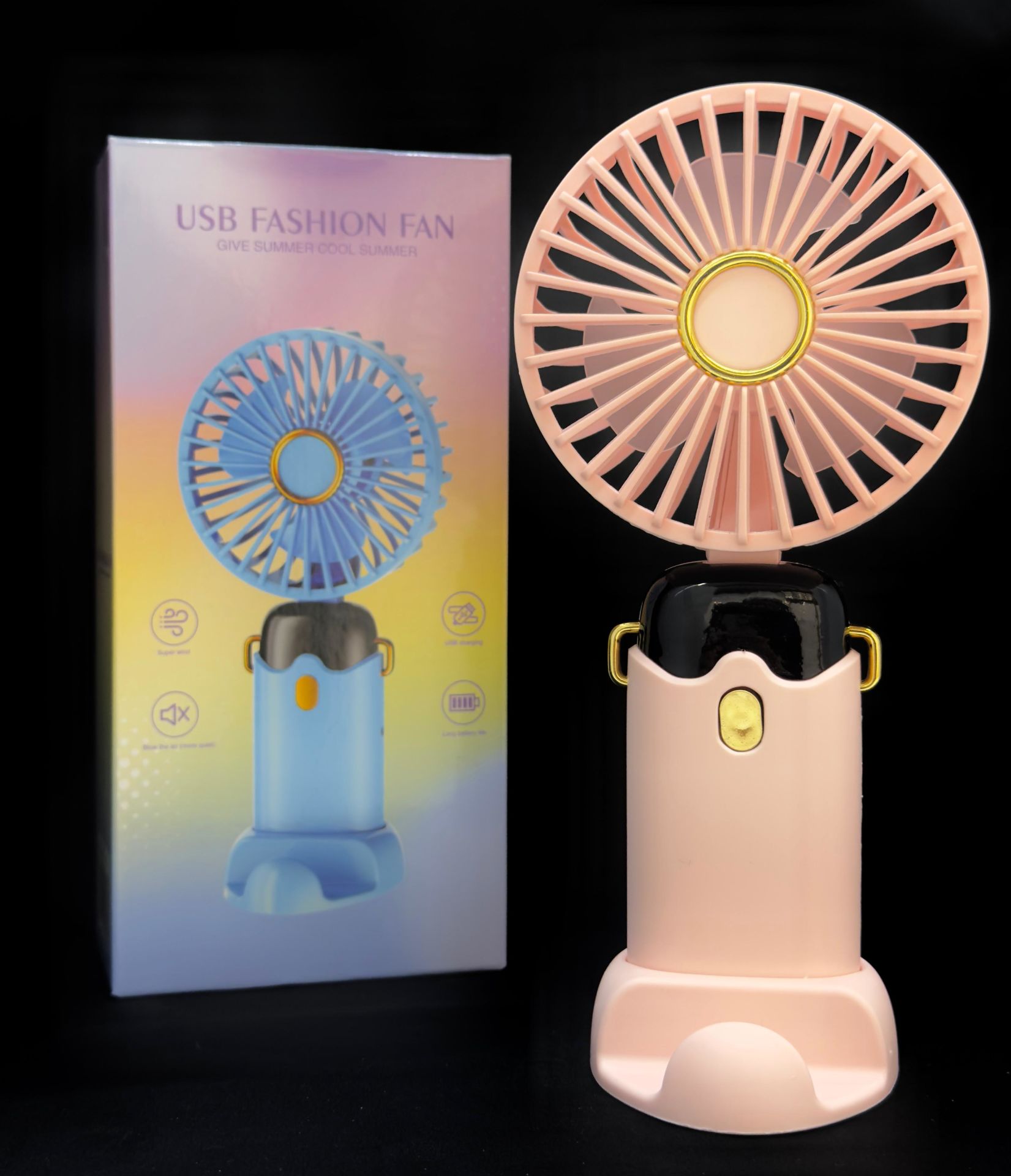 Mini Fan Masaüstü Taşınabilir Telefon Stantlı El Fan
