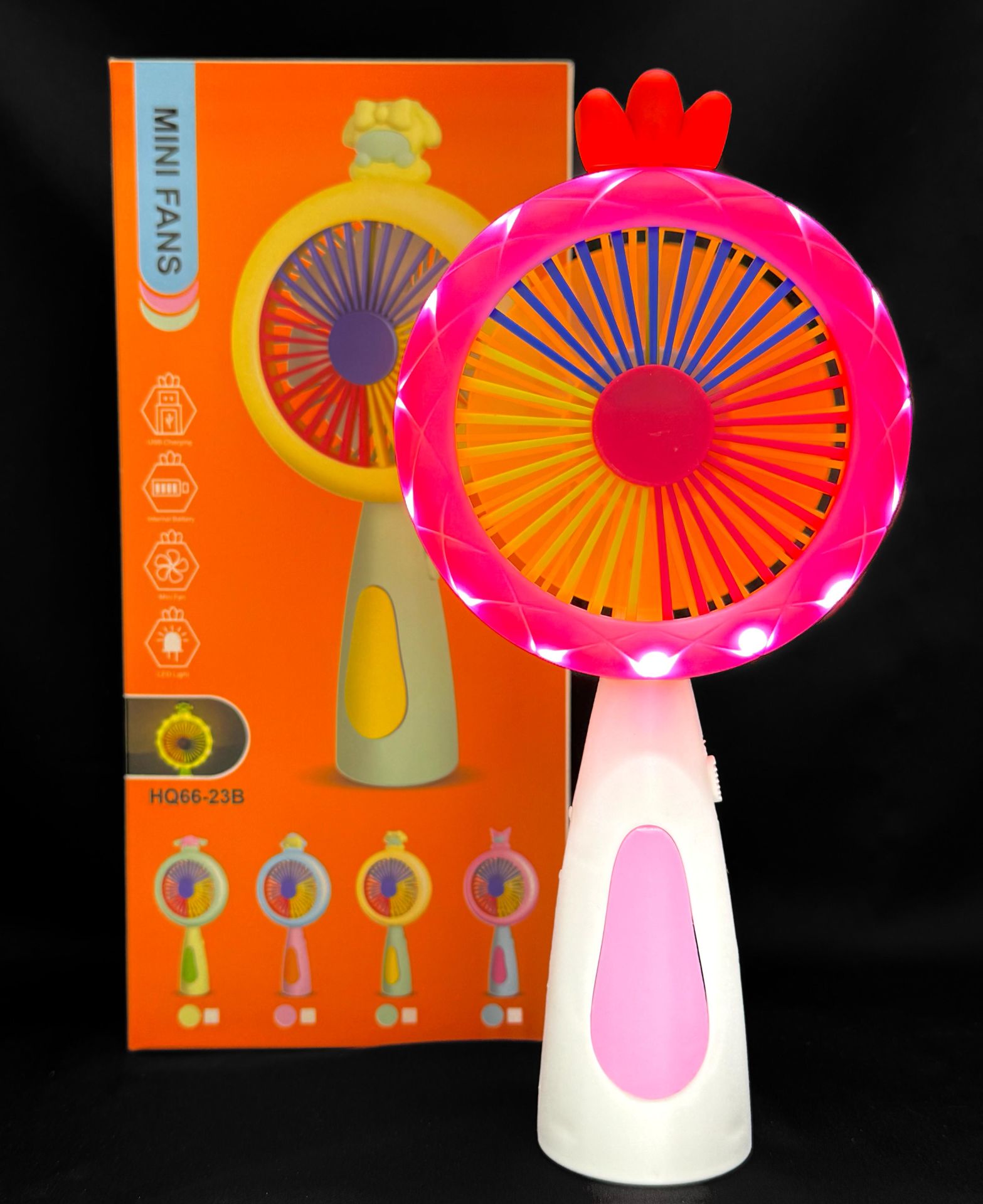 Işıklı Mini Fan Masaüstü Taşınabilir Telefon Stantlı El Fan