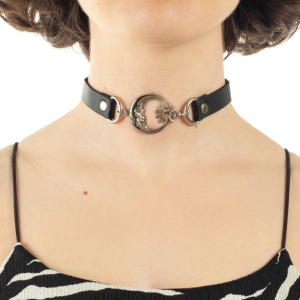 Tarot Figürlü Deri Gotik Choker