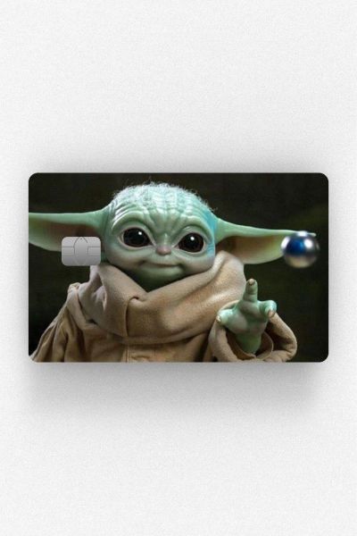 Baby Yoda Tasarımlı Kredi Kartı Kaplama Stickeri Papara, Tosla, Kredi Kartı Için Uyumlu
