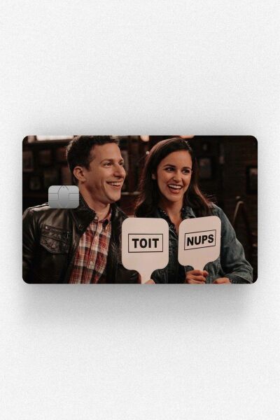 Brooklyn Nine-Nine Jake&Amy Tasarımlı Kredi Kartı Kaplama Stickeri Papara, Tosla, Kredi Kartı Için Uyumlu