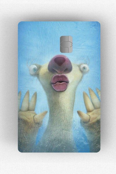 Ice Age Sid Tasarımlı Kredi Kartı Kaplama Stickeri Papara, Tosla, Kredi Kartı Için Uyumlu