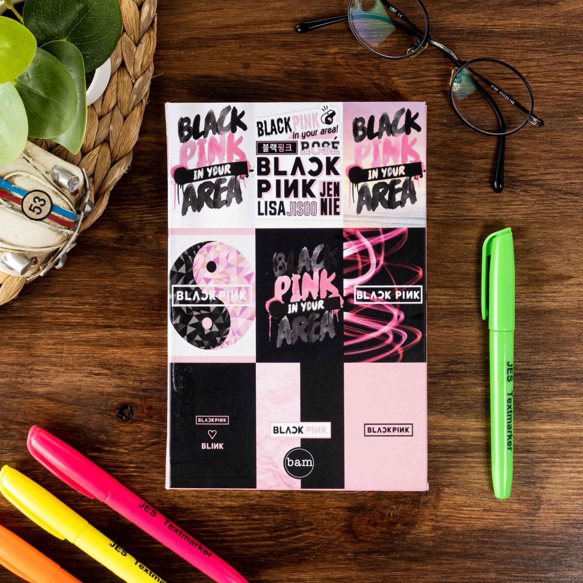 Black Pink Tasarımlı Lastikli Defter Tasarımlı Lastikli Defter