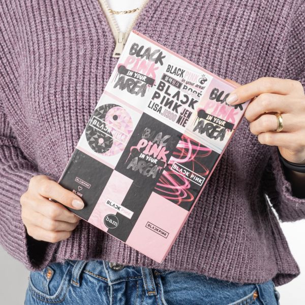 Black Pink Tasarımlı Lastikli Defter Tasarımlı Lastikli Defter