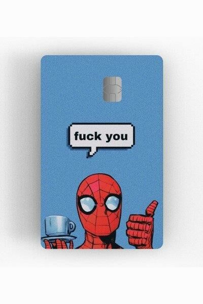 Spiderman Fuck You Kredi Kartı Kaplama Stickeri Papara, Tosla, Kredi Kartı Için Uyumlu