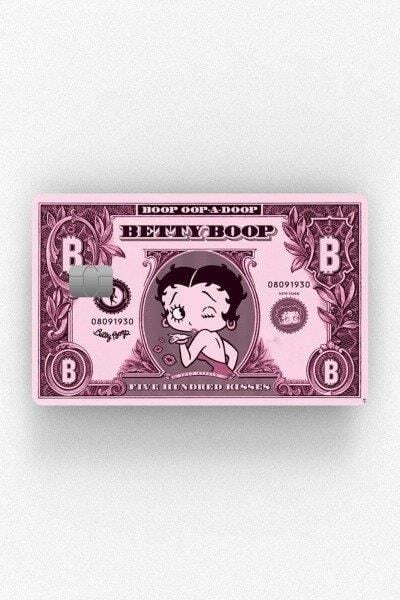 Betty Boop Pembe Dolar Kredi Kartı Kaplama Stickeri Papara, Tosla, Kredi Kartı Için Uyumlu