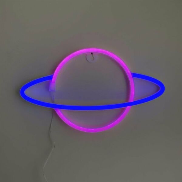 Satürn Neon Işıklı Duvar Lambası