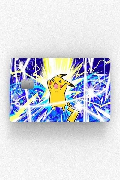 Pokemon Mavi Pikachu Kredi Kartı Kaplama Stickeri Papara, Tosla, Kredi Kartı Için Uyumlu