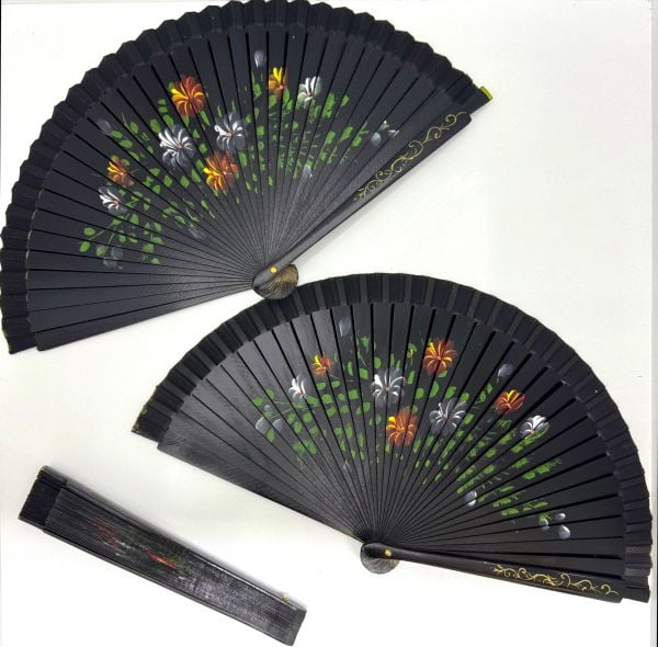 Bambu Çiçek  Desenli Yelpaze 12 Adet