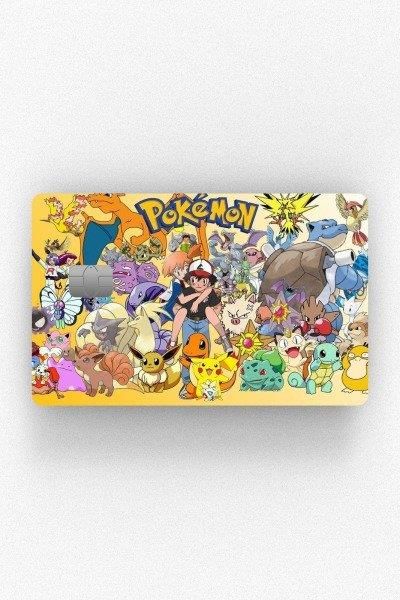 Pokemon Tüm Karakterler Kredi Kartı Kaplama Stickeri Papara, Tosla, Kredi Kartı Için Uyumlu