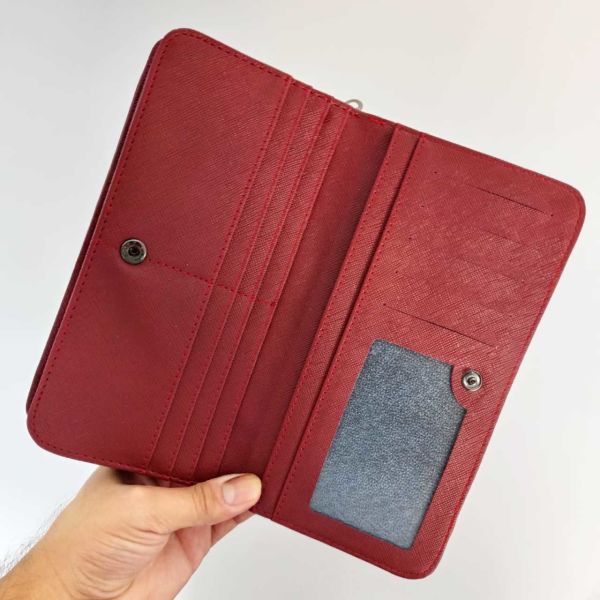 Bordo Telefon Koyma Bölmeli Kadın Cüzdanı