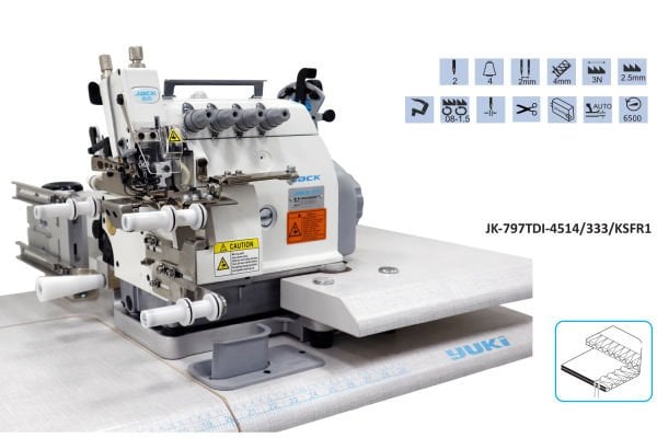 JK-797TDI-4514/333/KSFR1 4 İplik Kes. Overlok Makinesi Transportlu Ribana ve Yaka Takma