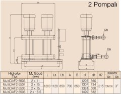 MultiDAF2 6500-4/İki Pompalı Hidrofor 2 x 15 kW (*DN100-3'') (57mss - 2 x 50 m3/h)