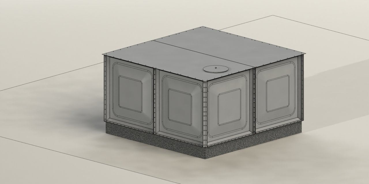 5 TON PRE GALVANİZ SU DEPOSU (En =2160mm x Boy=2160mm x Yükseklik=1080mm)