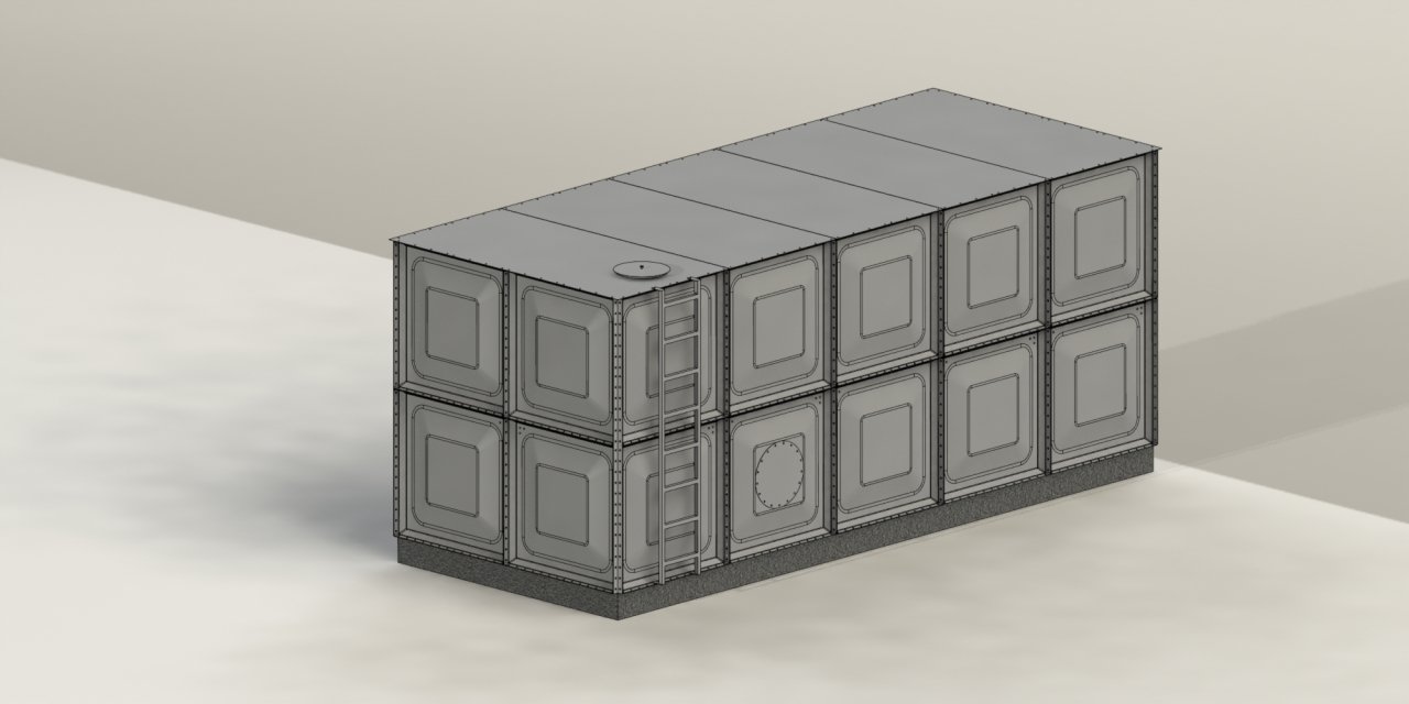 25 TON PRE GALVANİZ SU DEPOSU  (En=2160mm x Boy=5400mm x Yükseklik= 2160mm)