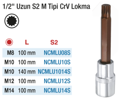 1/2'' 12 KÖŞE M TİPİ CRV S2 UZUN LOKMALAR