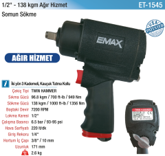 Emax Ağır Hizmet Somun Sökme Makinesi 1/2'' - 138 Kgm 