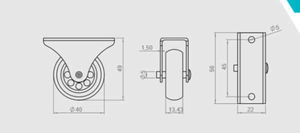 HTS-114 40 Lık Sabit Pvc Teker