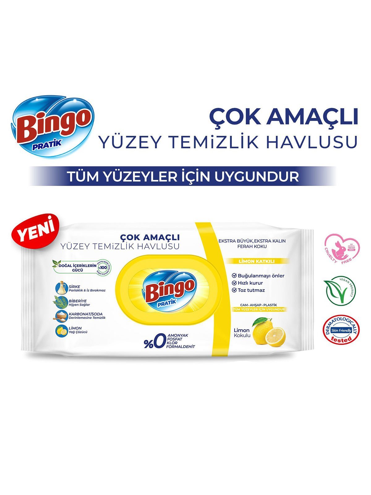 Bingo Yüzey Temizlik Havlusu Limon Kokulu 96lı