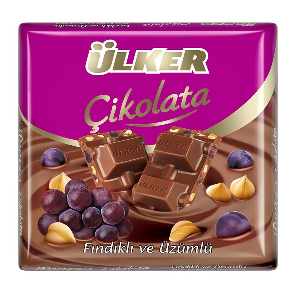 Ülker Kare Çikolata Fındıklı ve Üzümlü 60gr