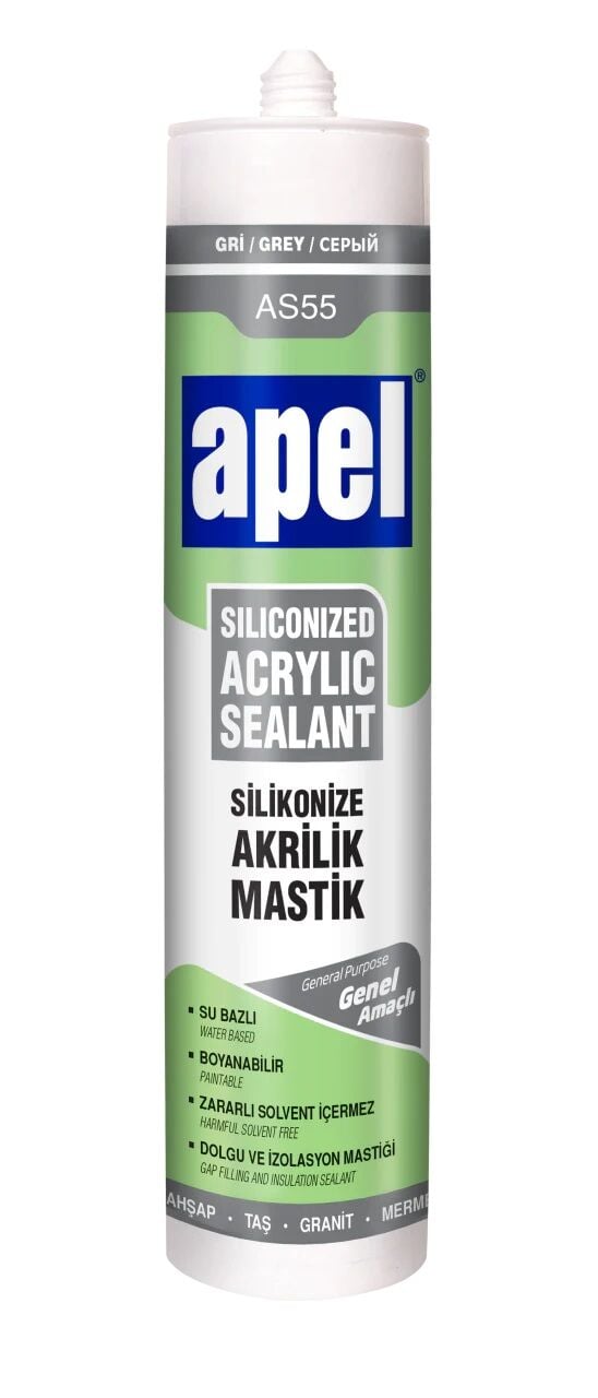 Apel AS55 Slikonize Akrilik Mastik Gri 500g