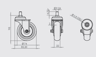 HTS-352 75x25 PVC Vidalı Teker