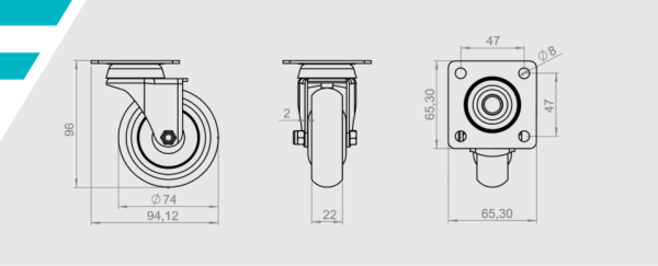 HTS-351 75x25 PVC Tablalı Teker