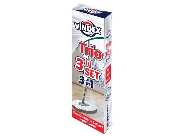 Vindex Trio 3 lü Set Sap+Başlık+Mop