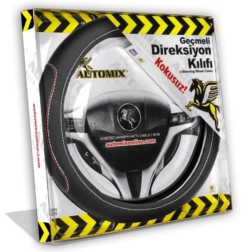 Automix Direksiyon Kılıfı Tutmalı Siyah Dikiş 3085