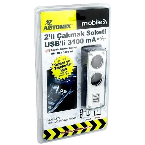 Automix 2 li Çakmak Soketi USB li 3100 mA