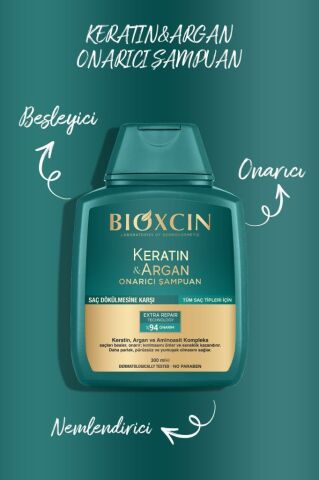 Bioxcin Keratin & Argan Onarıcı Şampuan 300 Ml - Yıpranmış Ve Hasar Görmüş Saçlar